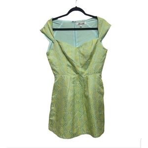 Annabella Cocktail Dress Juniors' Size L Neon Green Blue Geometric Print